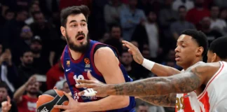 FC Barcelona forward Nikola Kalinic vs Crvena Zvezda in the EuroLeague round 25 - Photo: EuroLeague Basketball